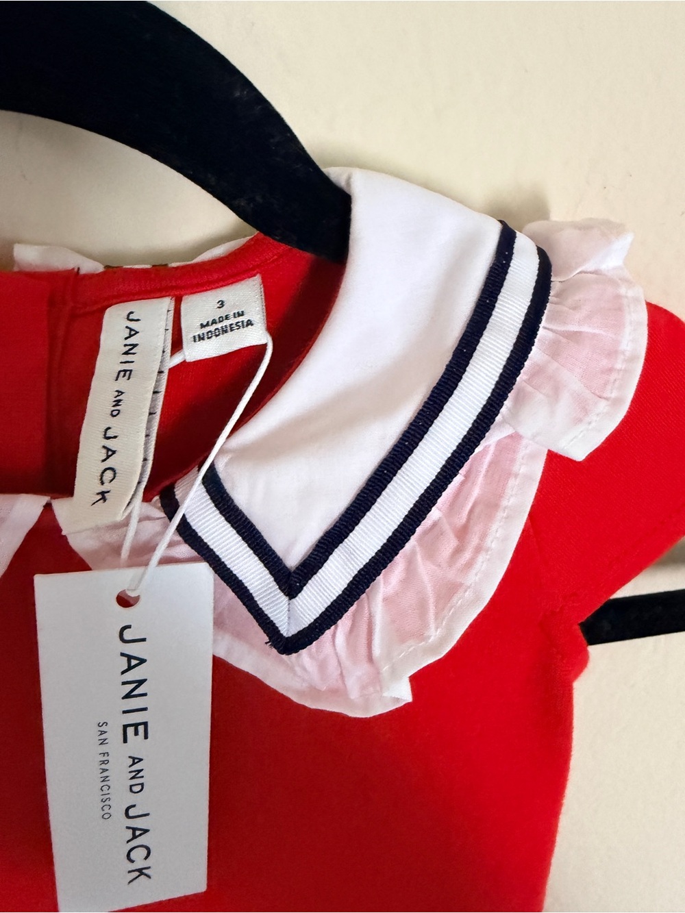 Janie and Jack Red Girls Dress with Sailor Collar NWT Size3 - Picture 4 of 8